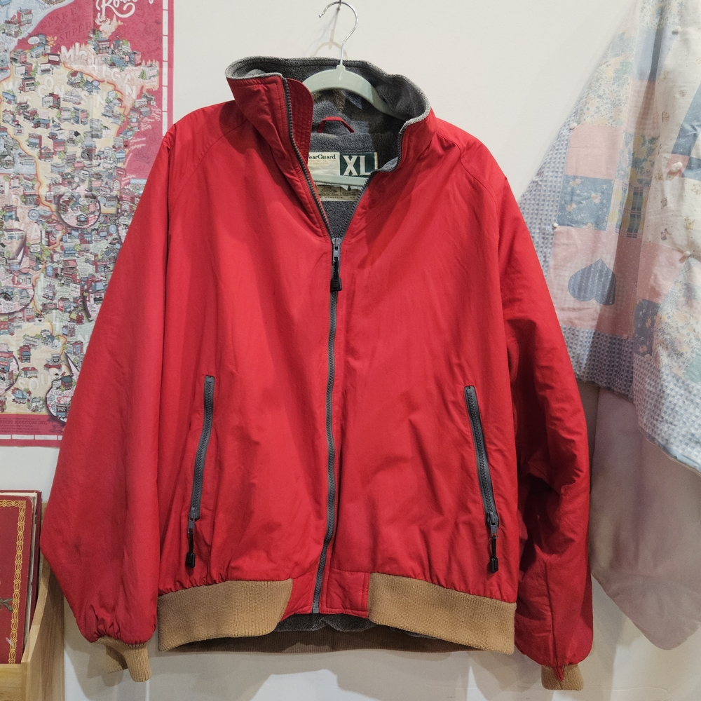 Vintage Red WearGaurd Jacket with Brown Accents